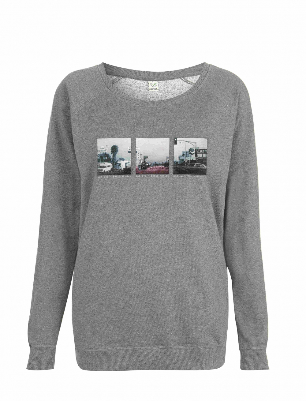Women´s organic sweatshirt with a vintage image of Santa Monica